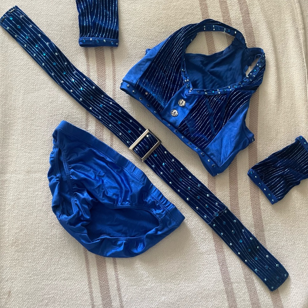 Royal blue pro cheer dance audition outfit.